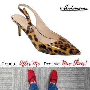 NWOT Modemoven Leopard Sling Back Sandals